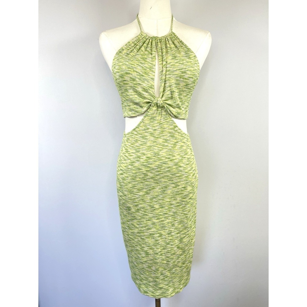 Derek Heart Womens Cutout Halter Mini Dress Size XL Green Stretch Y2K  Festival